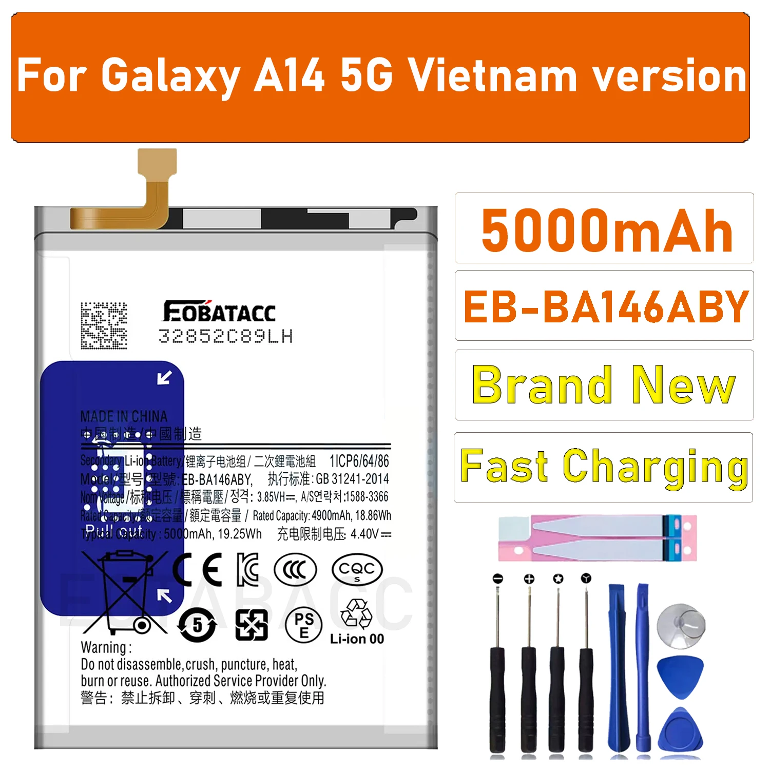 

2025 Years High quality Battery EB-BA146ABY For Samsung Galaxy A14 battery +Free Tools