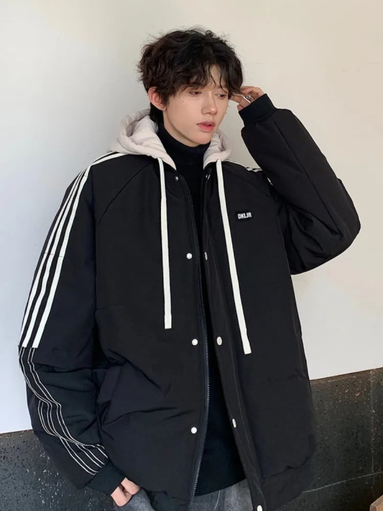 

Мужская повседневная утепленная хлопковая куртка с капюшоном, зимняя верхняя одежда, модная молодежная куртка на молнии с длинными рукавами