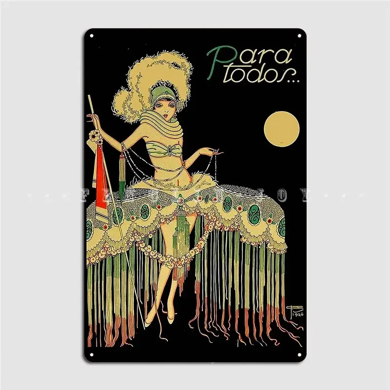 Para Todos Flapper Vintage 1926 Pinup Beauty Print Metal Sign Wall Plaque Cinema Kitchen Home personalized Tin sign Poster