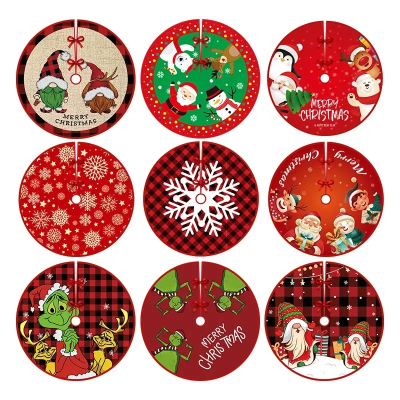 

Christmas Tree Skirt Arts Crafts Tree Circumference Cartoon Printed Christmas Supplies Ornaments Christmas Tree Decoration