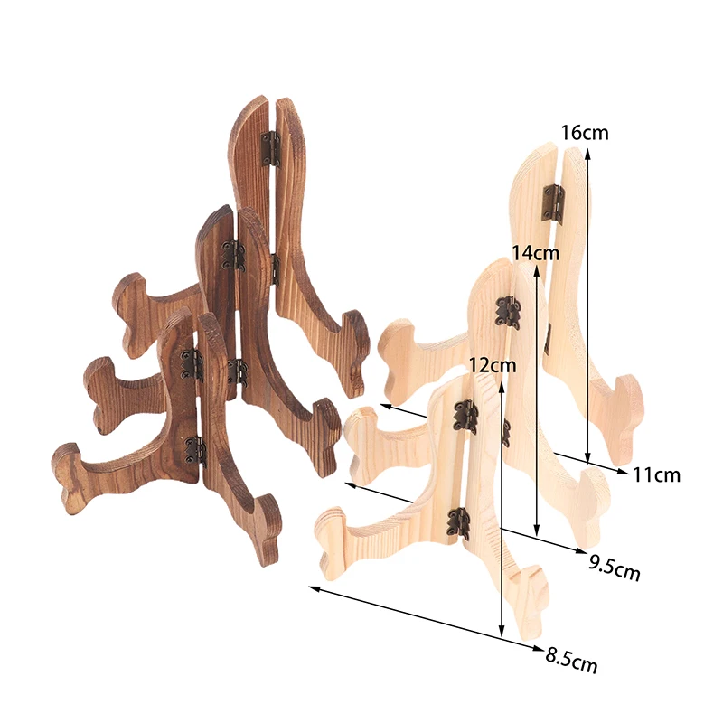 1PCS Foldable Decorative Rack Retro Wood Easel Plate Storage Rack Plate Tea Cake Dish Display Stand Home Kitchen Table Ornaments view 6