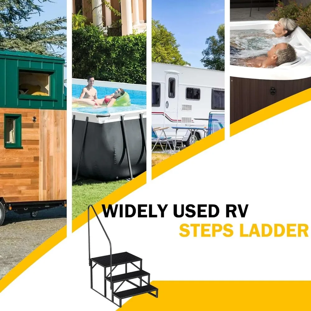 Swimming Pool Ladder Above Ground, RV Step Stool Ladder, Hot Tub Steps with Handrail, 660 lb Load Capacity Pool Stairs Pool Step
