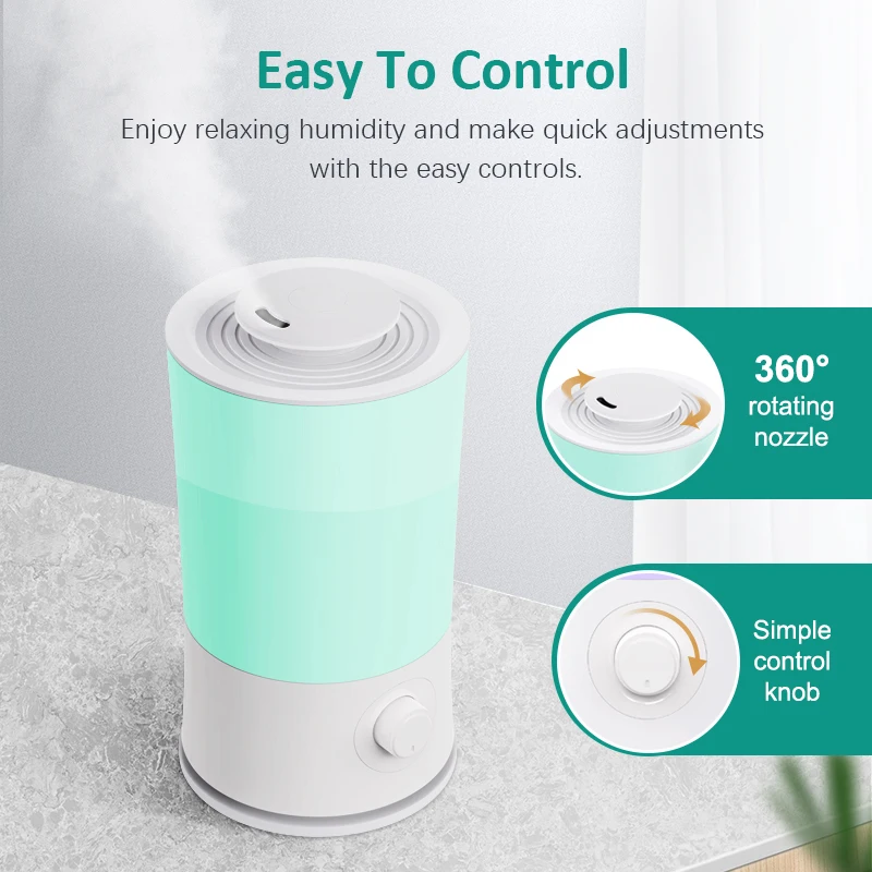 Umidificatori Aromacare per camera da letto grande stanza (serbatoio acqua 2L) nebbia fredda riempimento superiore con diffusore di olio essenziale per neonati e piante