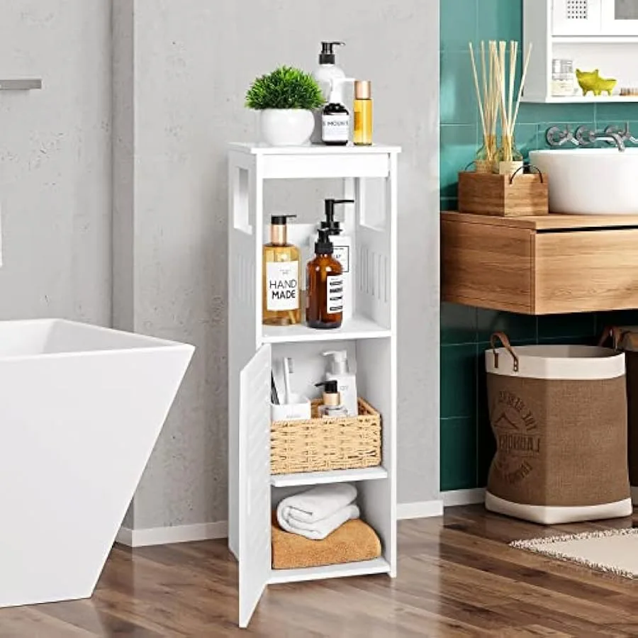 YIGANG Waterproof Bathroom CabinetsWhite Bathroom Storage Shelf Organizer Cupboard with Daily use Layer and 1 Cupboard Door UT