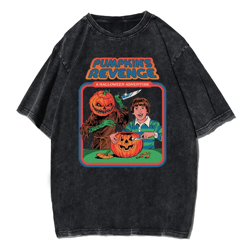 

Футболка Pumpkin'S Revenge Y2K, унисекс, стираная свободная футболка большого размера с короткими рукавами, мужская и женская милая хлопковая футболка большого размера в стиле хип-хоп