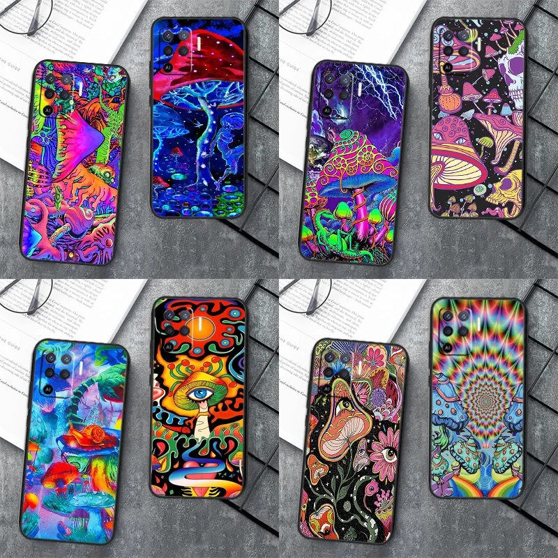 Psychedelic Mushroom Tapestry Trippy Case For OPPO A17 A57 A77 A16 A76 A96 A52 A72 A91 A93 A5 A9 A15 A53S A54S A74 A94 A78 Cover