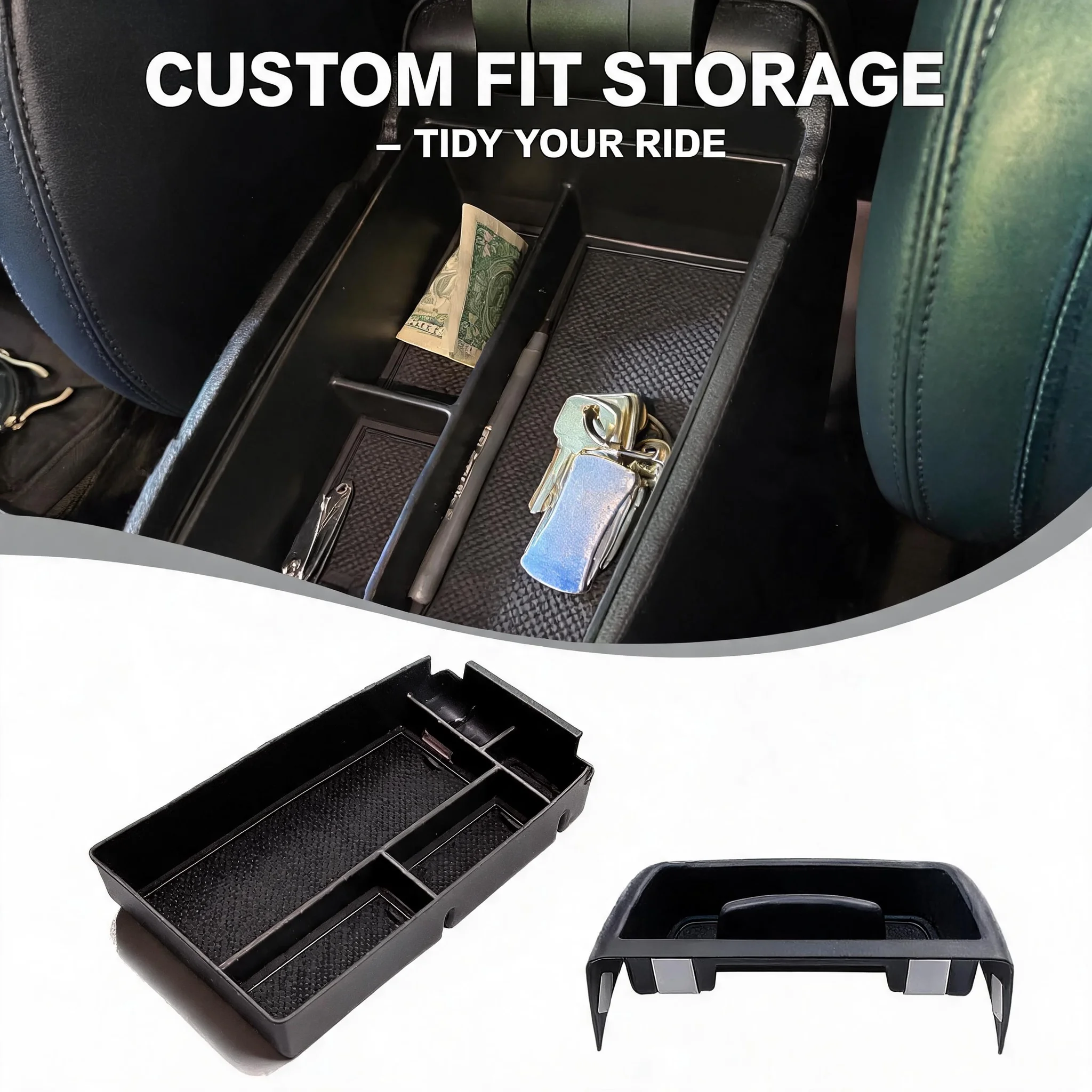 2PCS Dash Storage Tray Set for 2021-2024 Ford Bronco Sport Phone Holder Armrest Console Organizer Car Interior Parts