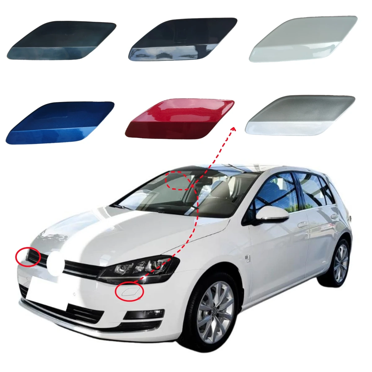 1 pièce pour VW Golf 7 MK7 2013-2017 Cache de pulvérisation d'eau de nettoyage pour lave-phare de pare-chocs 5GG955109 5GG955110