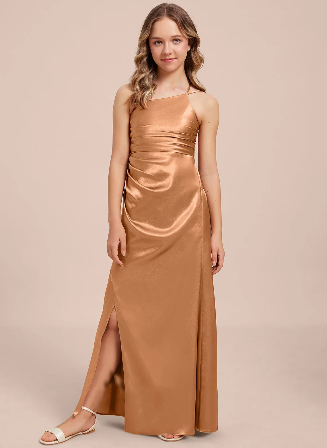 Abito lungo da ragazza con cinturino per spaghetti per adolescenti, abito da ballo, abito da sposa, compleanno, abito da principessa, abito da sera/personalizzato