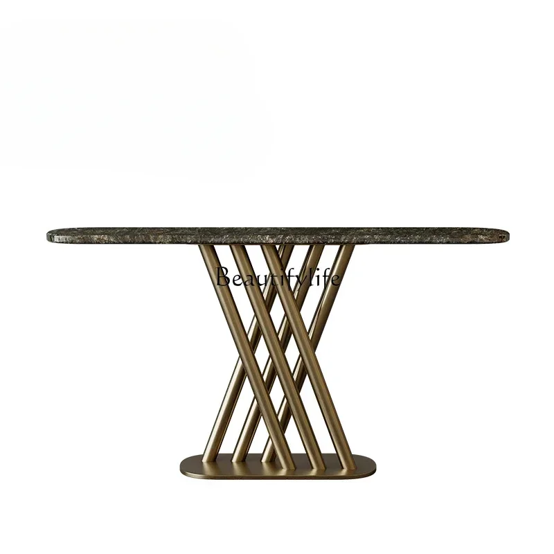 Modern simple light luxury entrance table natural marble end view table