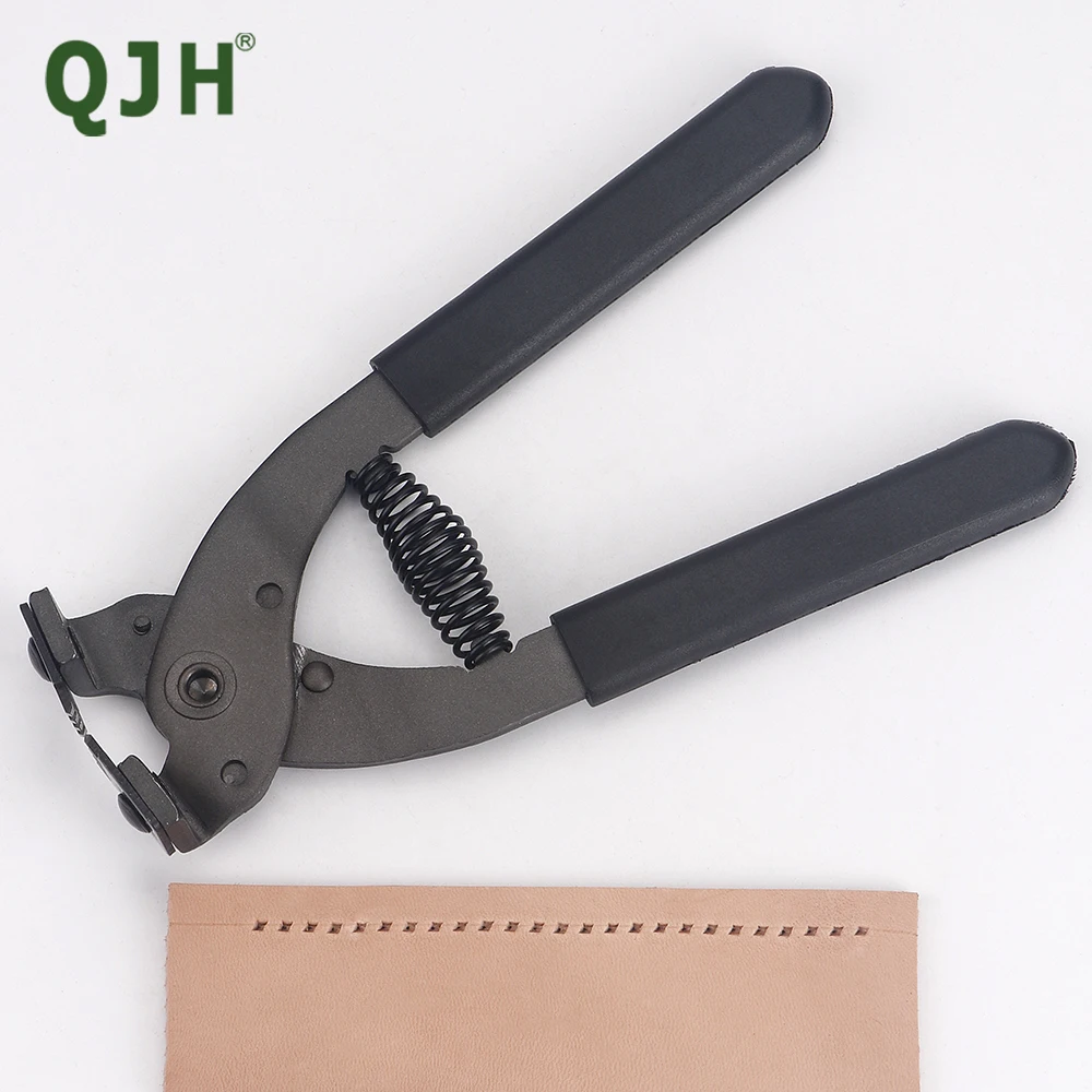 QJH Diamond Stitching Chisel Leather Nippers Hand Held Silent Pliers Sewing Stitching Chisel Pricking Iron 4mm Spacing 2/4 Teeth