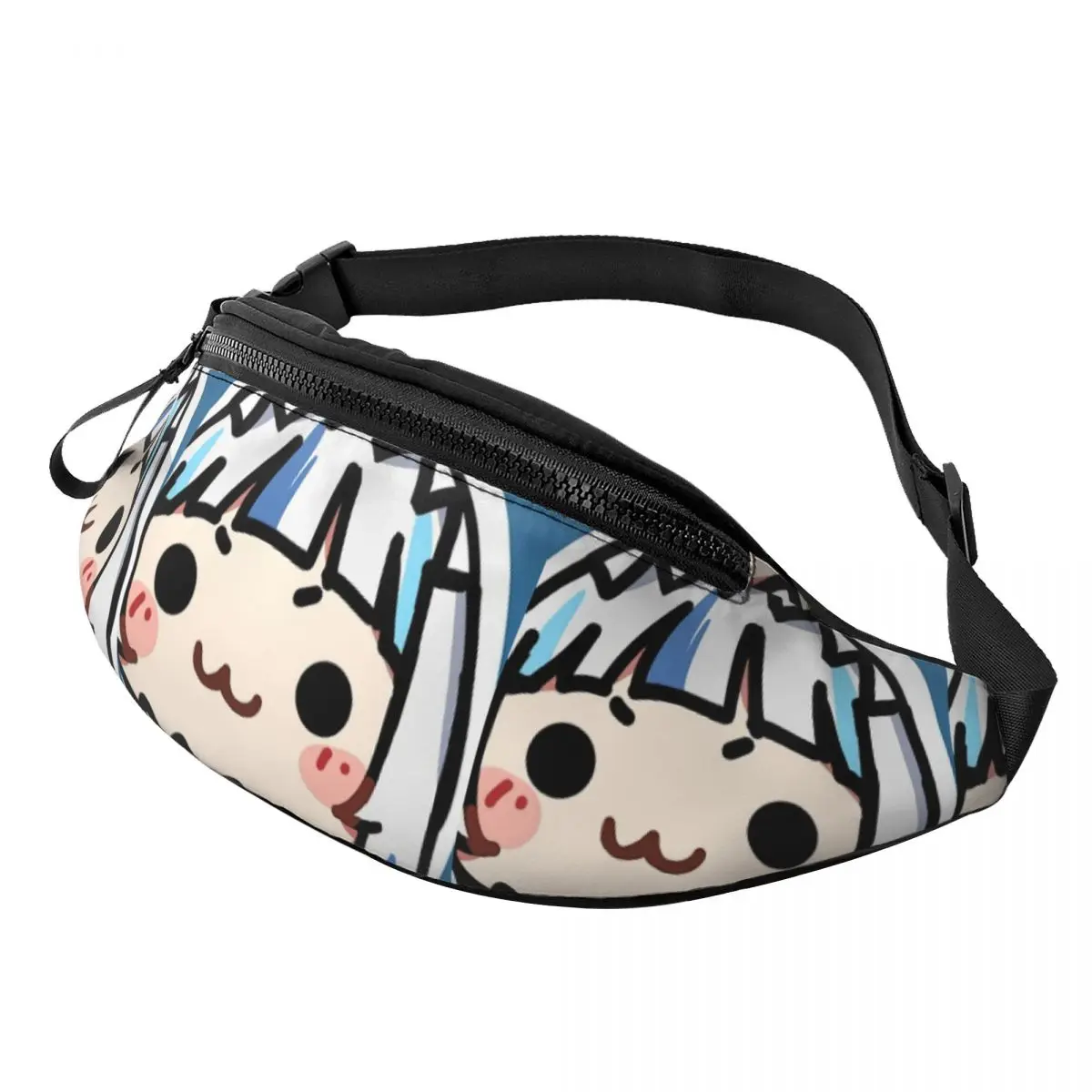 

Огромная поясная сумка Sharkie Gawr Gura для женщин и мужчин, поясная сумка через плечо для бега, телефон, сумка для денег