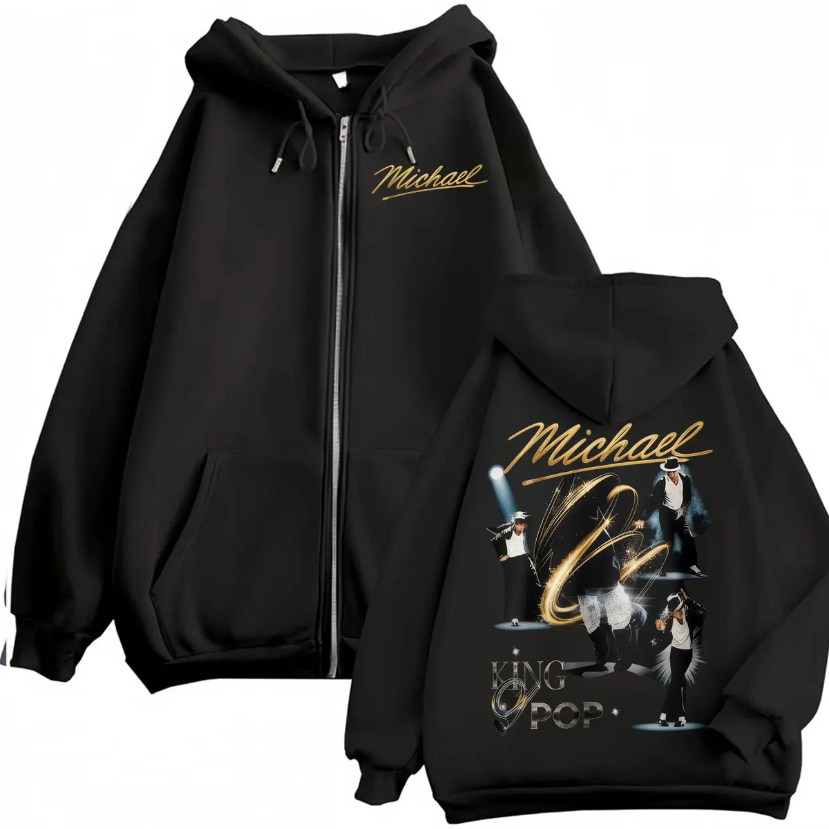 King of Pop Michael Jackson Concert Zipper Hoodies Men's Women Fashion Trend Classic Jacket Sweatshirt Long Sleeve Zip Up Hoodie