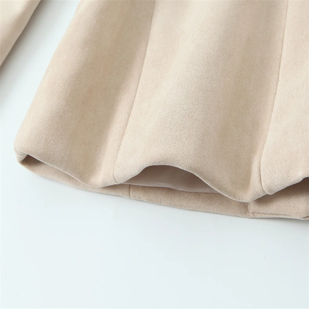 Осенний новый женский модный наряд с поясом и замшевым эффектом, пиджак