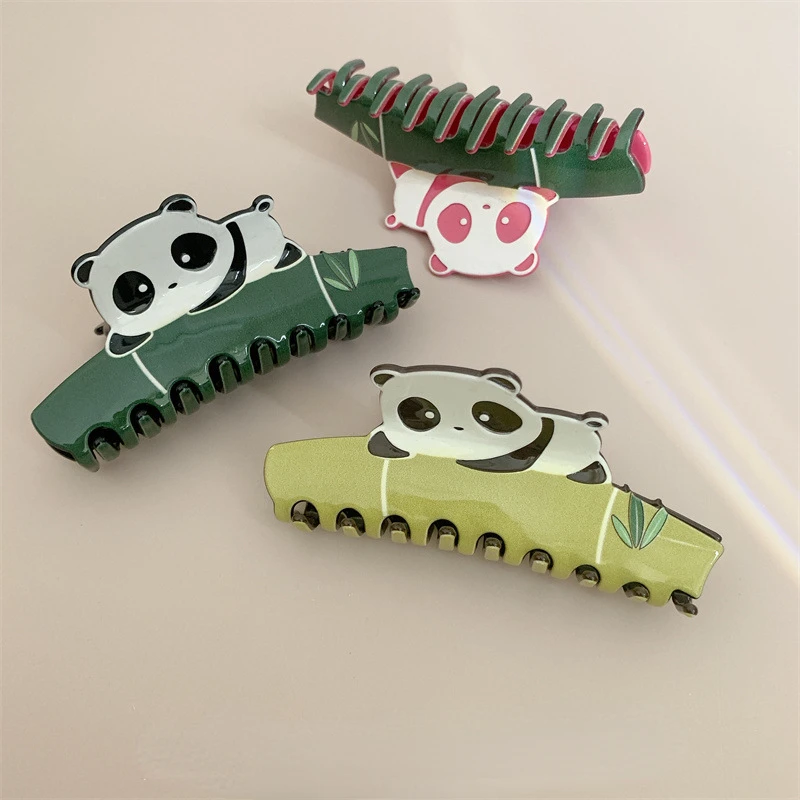 DuoShang Cute Cartoon Animal Panda Acetate Hair Claw Light Luxury Eco-friendly Animal Claw Clip for Women Girls Hair Accessories