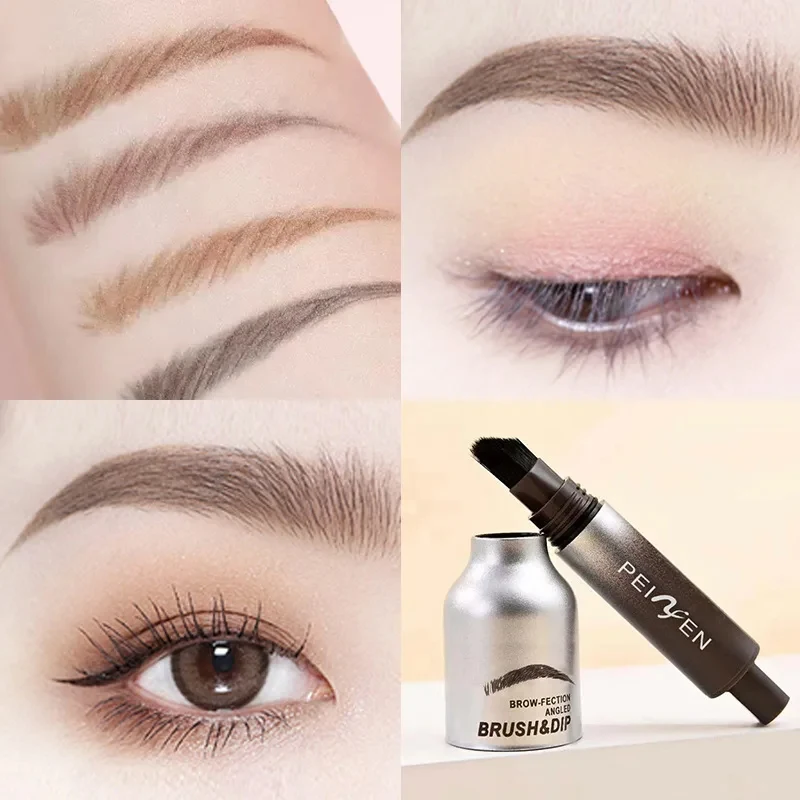 Square Brush Wild Eyebrow Painting Paste Honey Tea Brown Pressing 3D Dye Dip Eyebrow Enhancers Cream Hairline Modification 2024