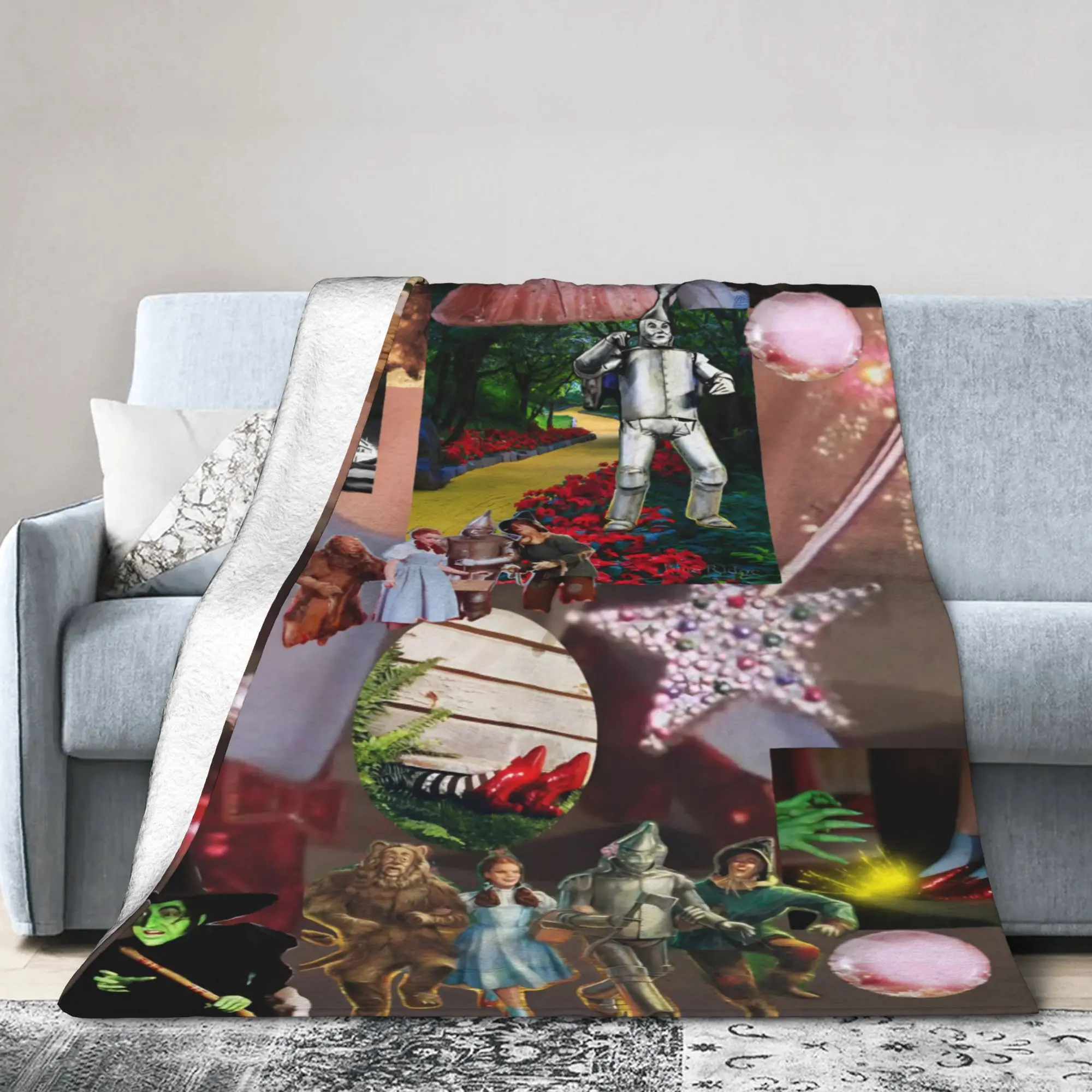 Wizards of Ozs Movie Plush Blanket Cowardly Dorothy Tin Toto Awesome Throw Blanket for Home 150*125cm Rug Piece