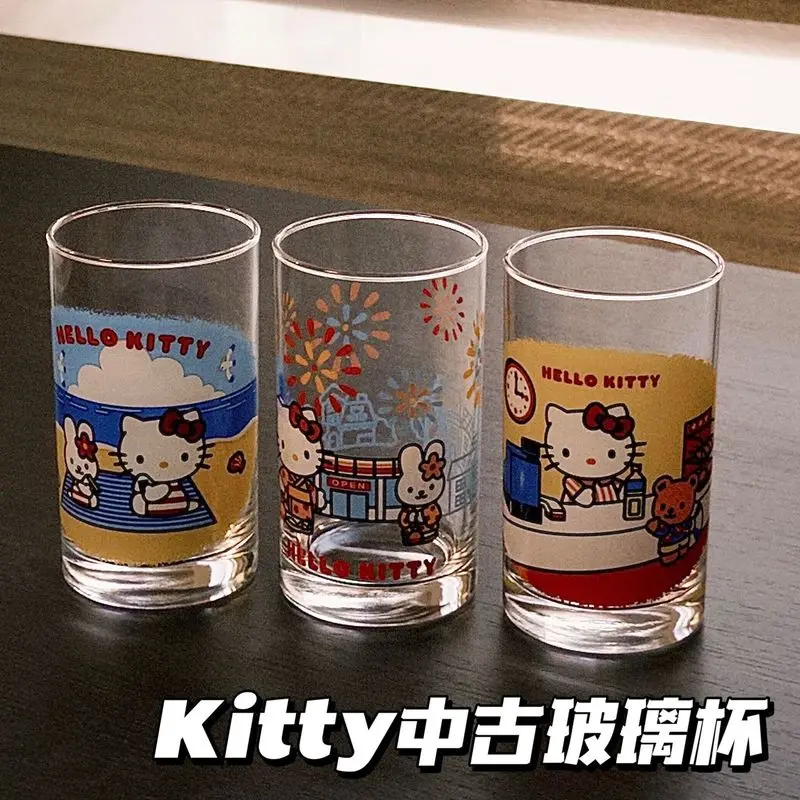 

Kawaii Hellokitty Glass Mug Tea Water Water Milk Coffee Liquor Mug Kt Cat Pre-Loved Mug For Girlfriends Gifts