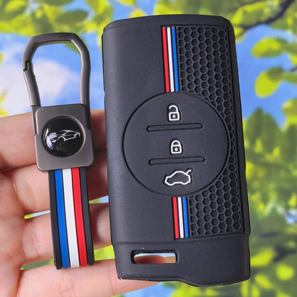 Soft Honeycomb‑Textured Silicone Key Fob Cover With Keychain For Chery Tiggo 5x Sport Exeed Tiggo 8 Pro 3x 5x 7 Pro Remote Case