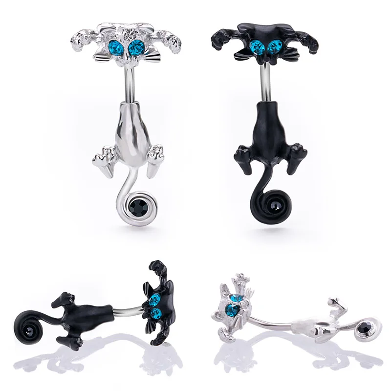 Fashion Belly Navel Ring Stainless Steel Vintage Cat Belly Piercing Women Sexy Body Jewelry Gifts