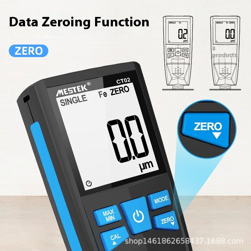 Coating Thickness Gauge High Precision Iron Aluminum Dual-purpose Automotive Paint Film Thickness Tester Thickness Gauge CT02