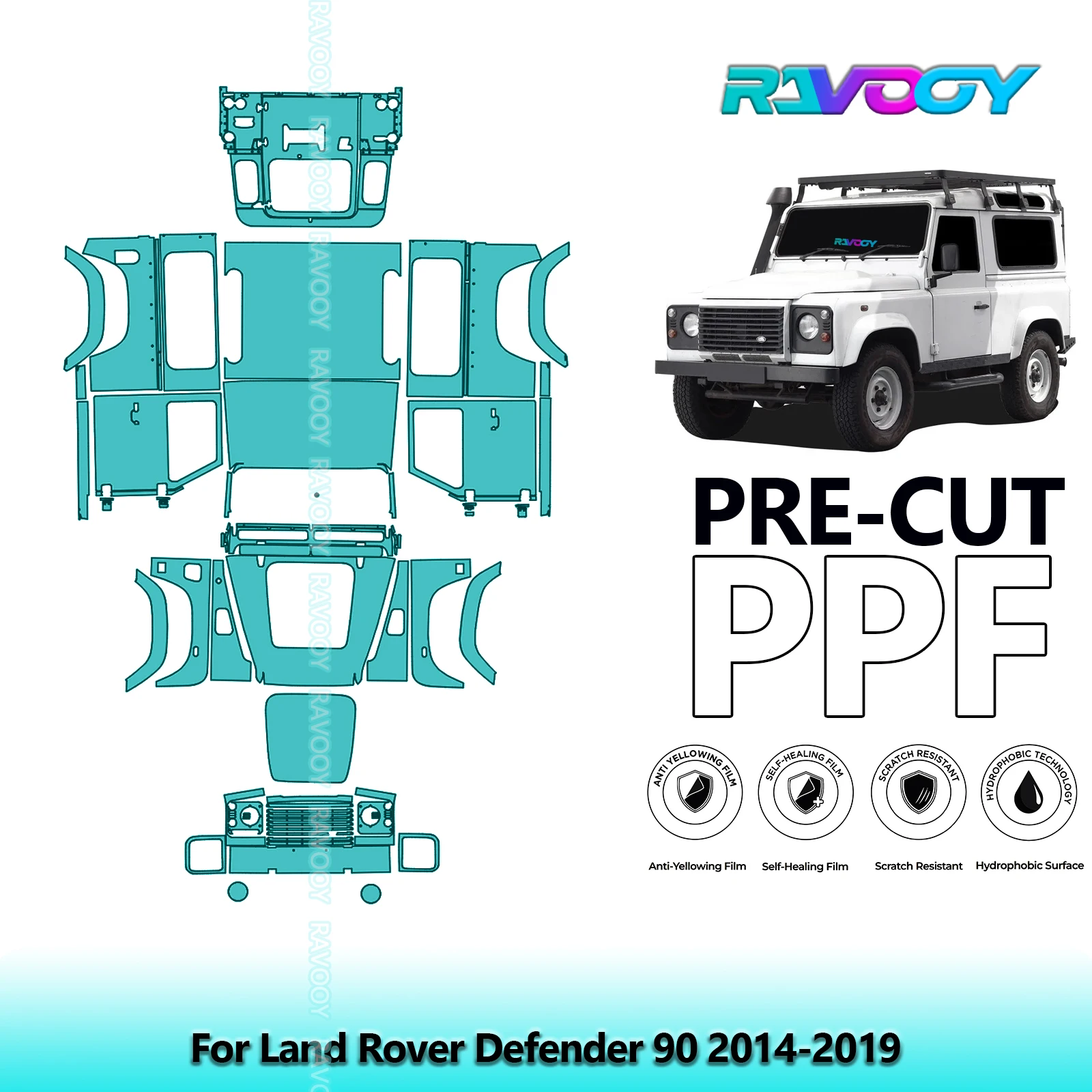 

8.5Mil Full Vehicle Precut PPF Paint Protection Film For Land Rover Defender 90 2014-2019