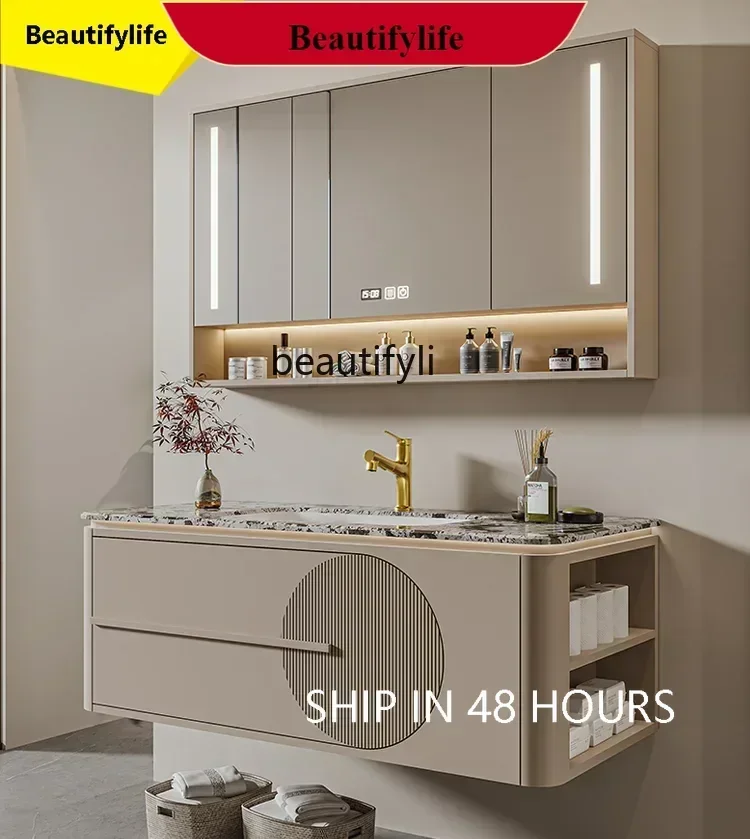 B567 French Entry Lux Bathroom Cabinet Luxury Stone Ceramic Whole Washbin Wash Basin Cabinet Group Bathroom