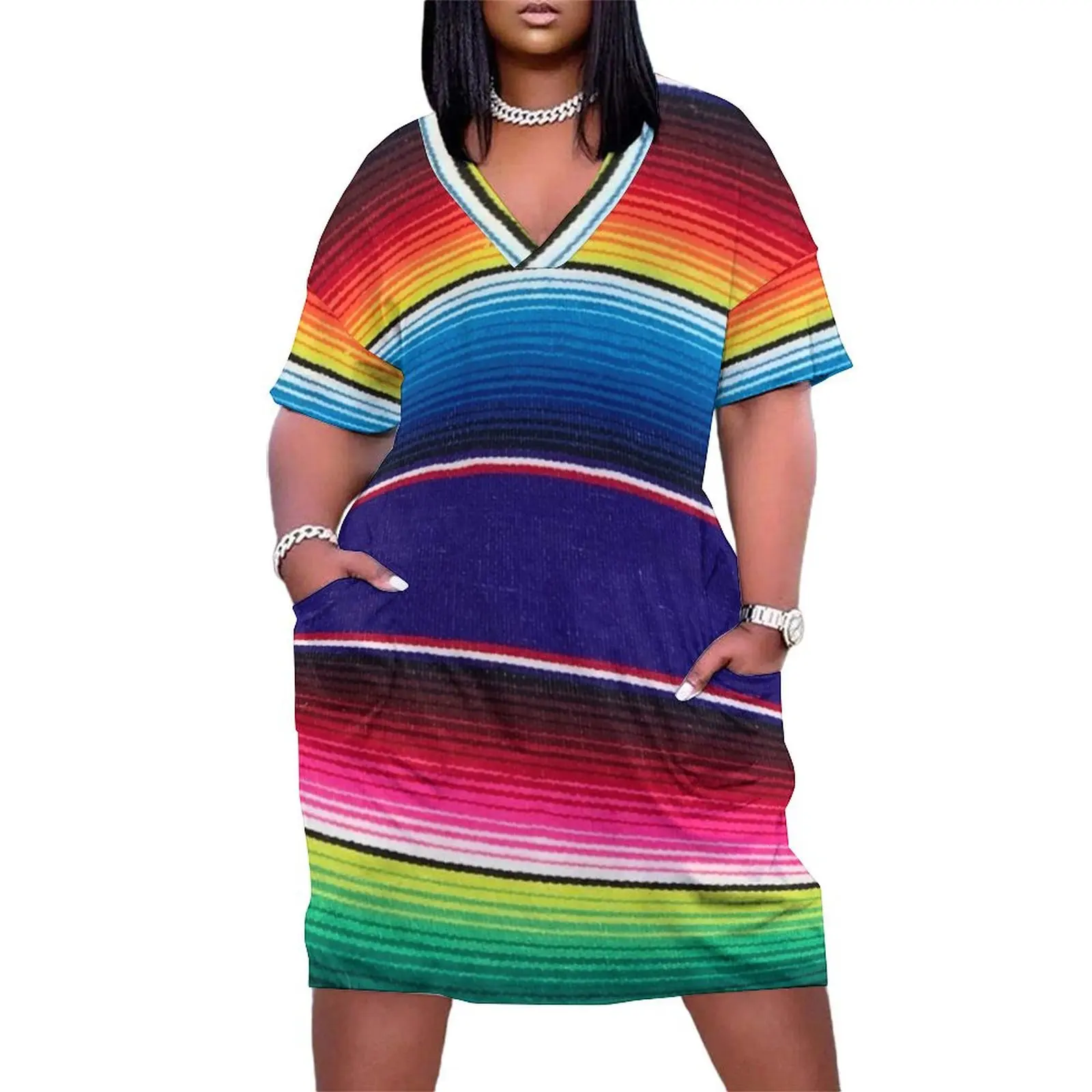 

Serape of Mexico Loose Pocket Dress women"s summer jumpsuit dresses for women Party dresses dresses korean style