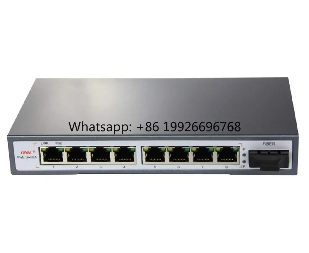 Stock Products Status Smart 10 / 100mbps 8 Port Fiber Media Certer 52V For CCTV POE Camera