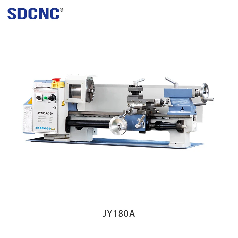 آلة مخرطة أفقية يدوية صغيرة 220 فولت JY180A مقعد تحول معدني صغير لتطبيقات المساحة الصغيرة Tornio