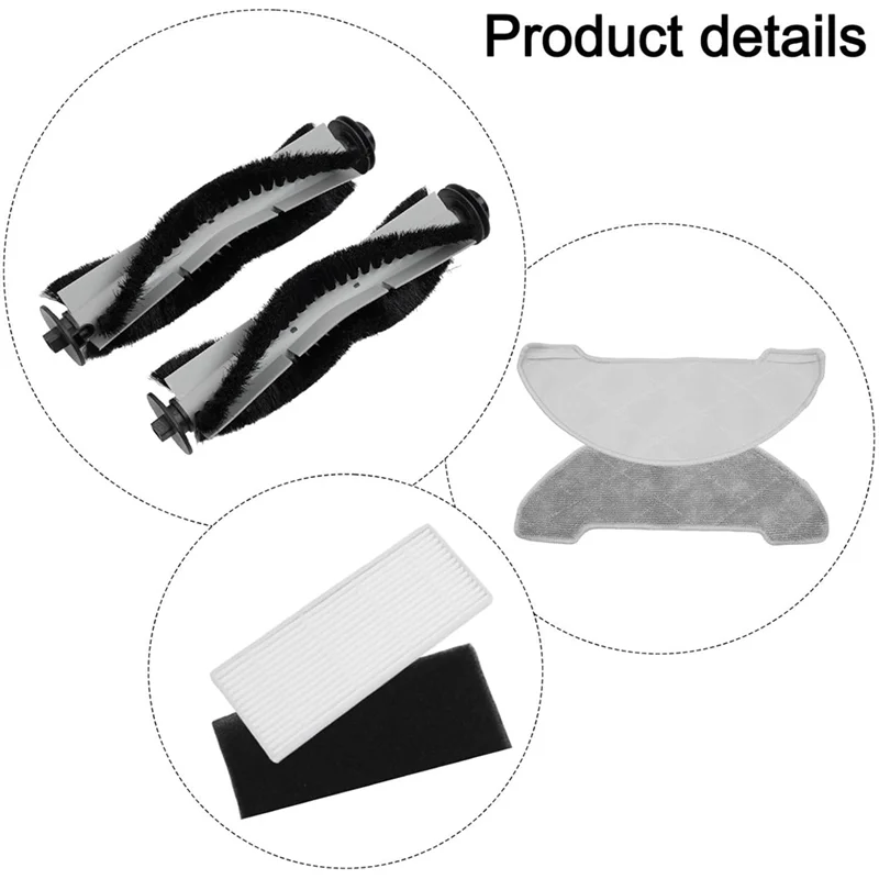 

ABVT-For INOMI LE7 SE8 Parts Accessories Main Brush Side Brush HEPA Filter Mop Cloth Replacement