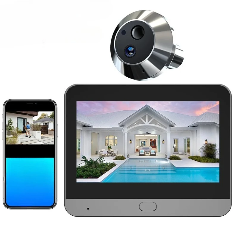 Smart 3MP Mini Digital Peephole Door Eye Camera Wireless WiFi 940nm Infrared IR PIR Motion Detection Digital Viewer iCam365 APP