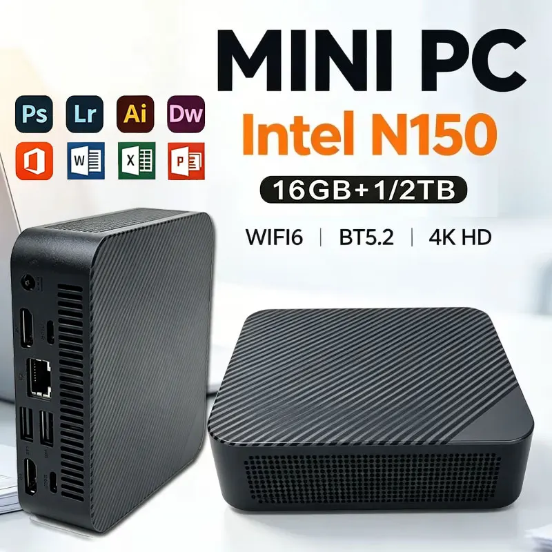 NEW Mini PC Windows 11 Intel N150 8GB 16GB RAM 1TB 2TB M.2 SSD WiFi6 BT5.2 4K HD Portable Gaming Computer Office PC Desktop