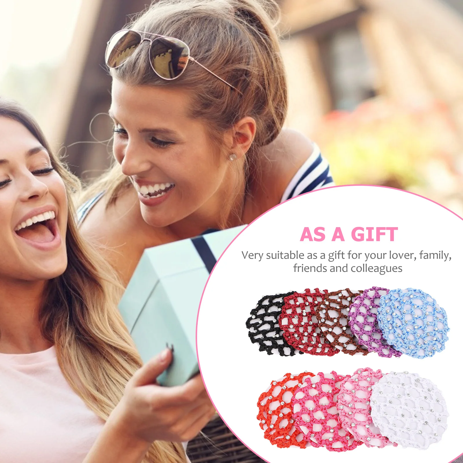 

9pcs Women Rhinestone Bun Cover Premium Durable Hair Snood Compact Lightweight Net For Daily Use Styling Tool Hair Care