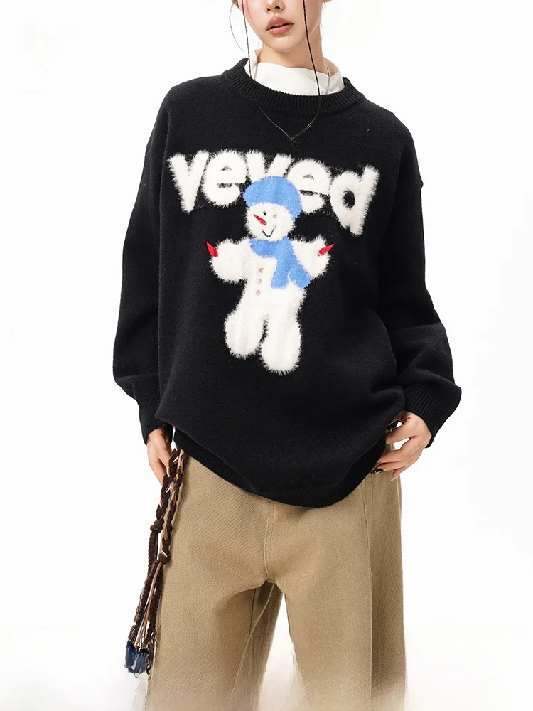 

Loose round Ne Knitted Sweater ex Autumn Winter Warm Retro Lazy Sle Knitwear Comfortable Long Sve Crew Ne Top