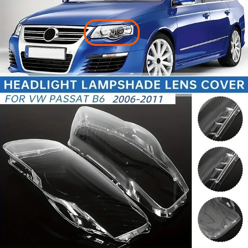 

For VW Passat Magotan B6 2006-2011 Pair of Clear Headlight Lenses Covers Transparent Headlamp Hoods Car Accessories