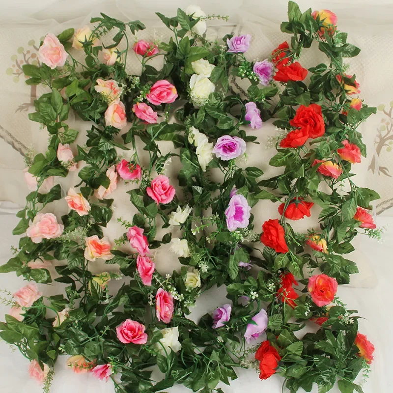 

10 Roses Rattan Leaves Rattan Imitation Flowers Fake Simulated Plants Vines Rattan Decorations