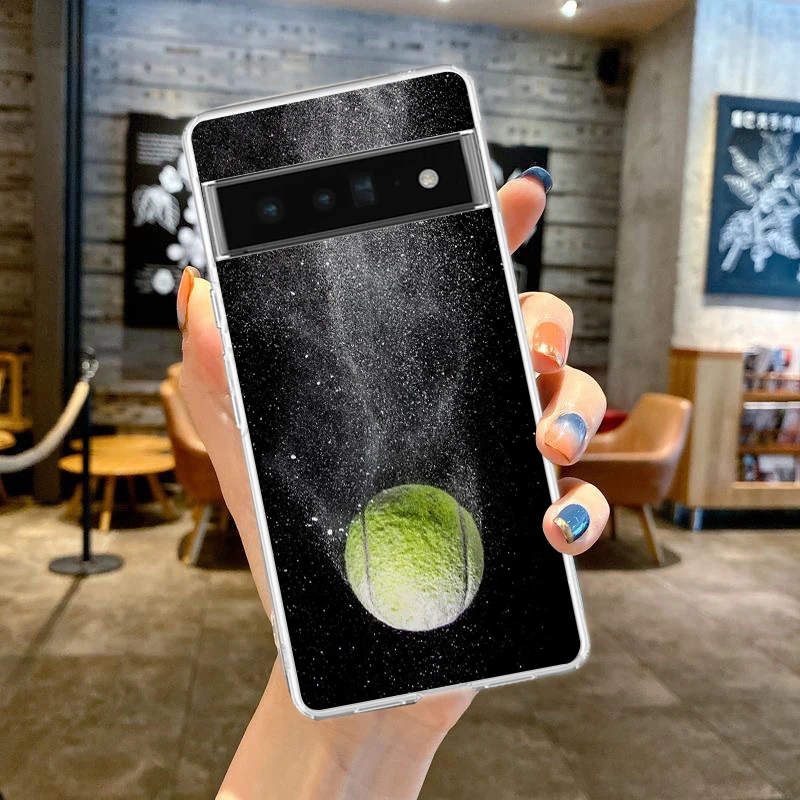 Tennis Ball Phone Case For Google Pixel 8 7 6 Pro Soft TPU Shell For Pixel 6A 5 4 5A 4A 3A XL 5G Silicone Shockproof Clear Cover image 6