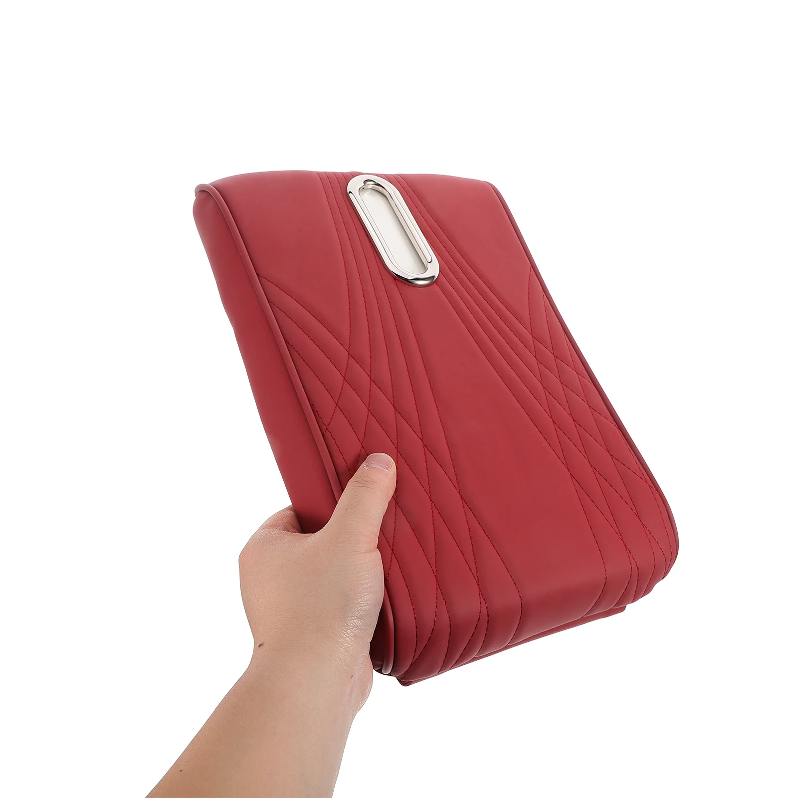 

Car Armrest Box Mat Red Large Size Height Increase Tissue Holder Storage Bag Universal Fit Non Slip Car Interior Accessories