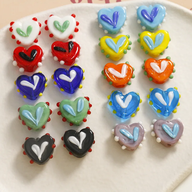 

DIY Jewelry Findings 20pcs 17*14mm Colorful Love Heart SHape Crystal Glass Beads Fit Fashion Earring Necklace Bracelet Decor