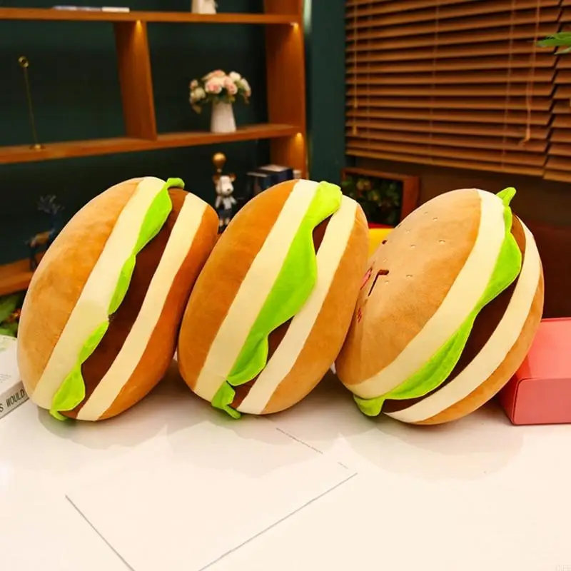 40Cm Expression Face Hamburger Plush Doll Throw Pillow For Sofa And Car Decors