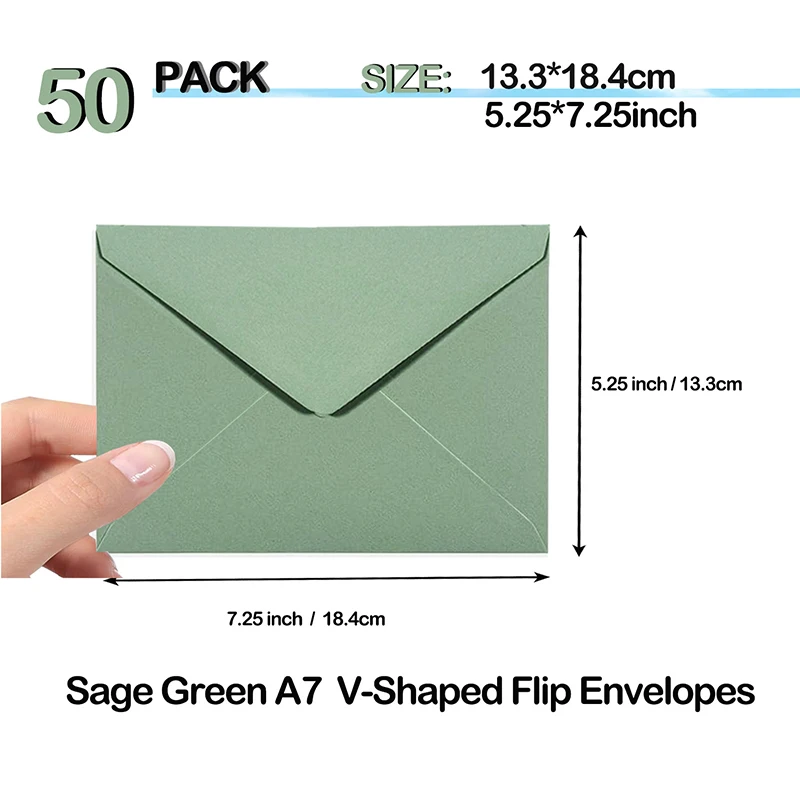 50 pz/lotto 18.4*13.3 cm Busta Verde Piccole Affari Forniture 120g Inviti di Carta Cartoline Lettere di Cancelleria di Nozze