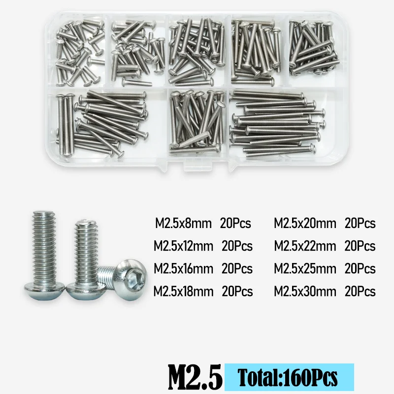 Runder Sechs kant schraubens atz m2 m2, 5 m3 m4 m5 m6 m8 m10 Innen sechs kant knopf Innen sechs kant schrauben 2,5 Edelstahls ch raube iso7380 – Detail 12