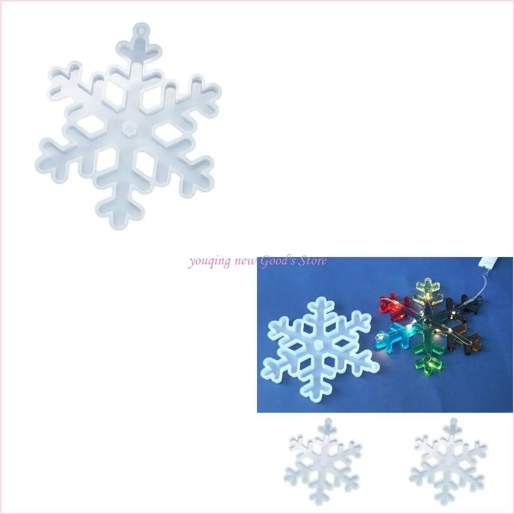 57QA DIY Christmas Snowflake Listed Pendant Casting Silicone Mould Crafts Jewelry Making Tool Crystal Epoxy Resin Mold