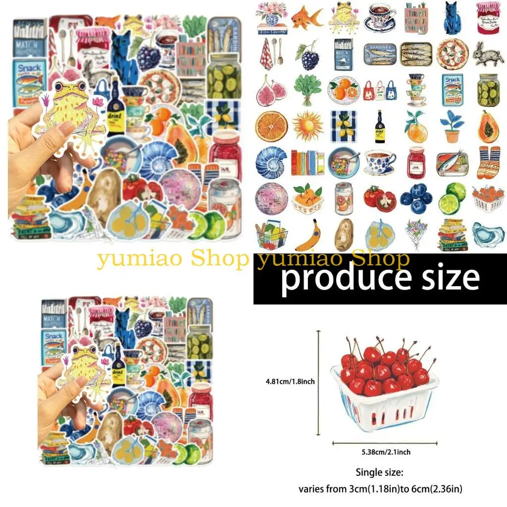 587B 50Pcs/Lot Mediterranean Inspiration Stickers Tear Resistant Adhesive for Journals Skateboards Water Bottles