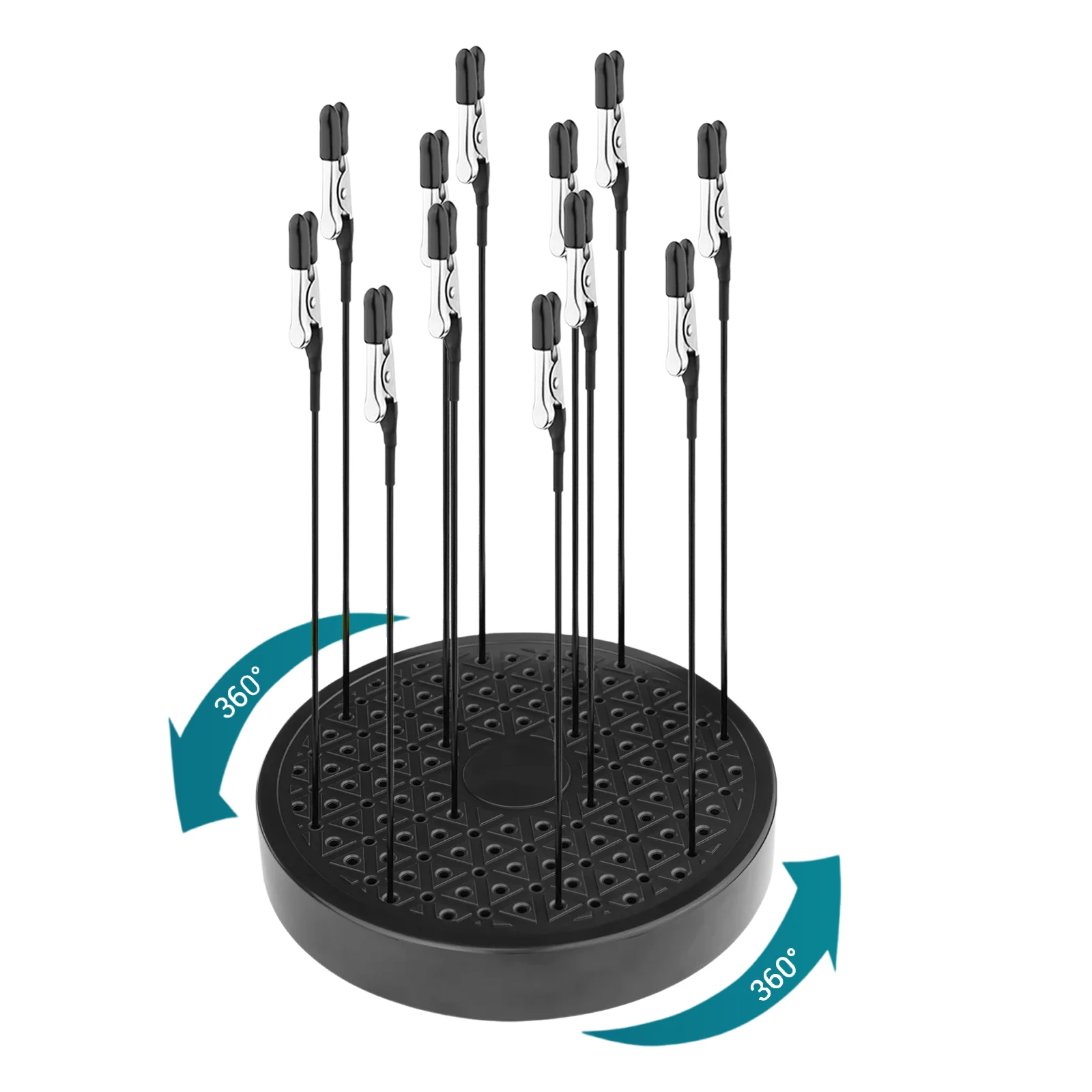 360 Degree Rotation Model Painting Stand Base Holder with 10Pcs Model Painting Alligator Clip Stick Brush for Airbrush Hobby