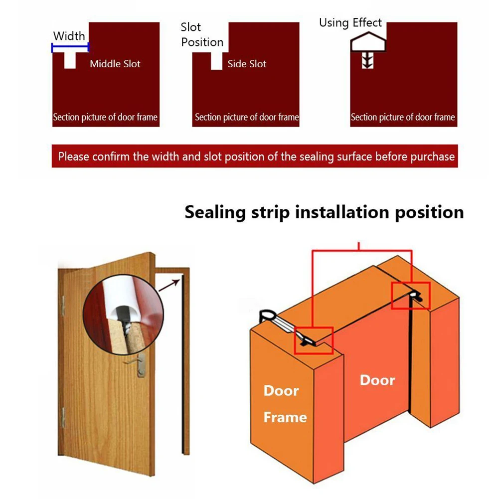15m Door Seal Gasket for Reducing For Sound Transfer Air Leakage and Moisture Migration Along Door Frame Contact Surfaces