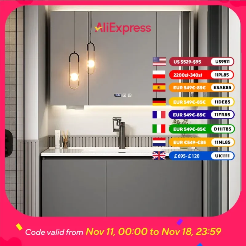 

Wooden Organizer Bathroom Cabinet Drawers Gray Wall Mounted Bathroom Cabinet Space Saver Luxury Meuble Salle De Bain Furniture