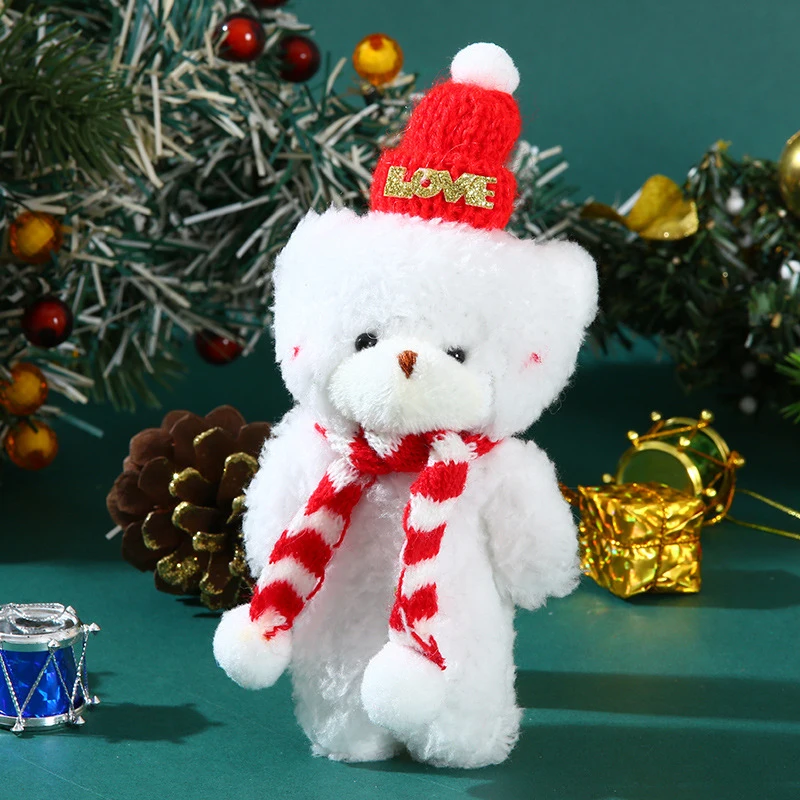 Orso di Natale Bambole di peluche Peluche Natale Simpatico cuscino di Natale Giocattoli di peluche Regali di Natale Ciondolo portachiavi con ciondolo borsa Kawaii