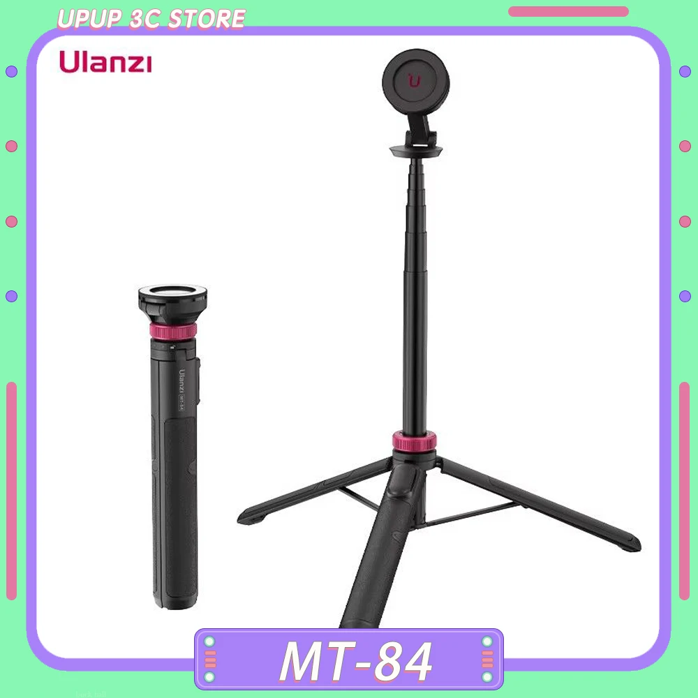 Ulanzi MT-84 1.53M Magnetic Selfie Stick Tripod Bluetooth Wireless Remote Phone Extension Tri Phone Custom Live Streaming Vlog